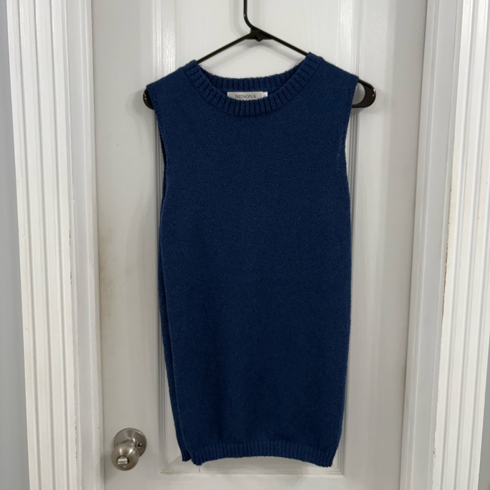 Blue Sleeveless Knit Tank Top